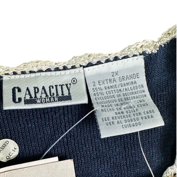 Vintage NWT Capacity Woman Short Sleeve Embroidered Cardigan Sweater Cottagecore - Picture 5 of 10